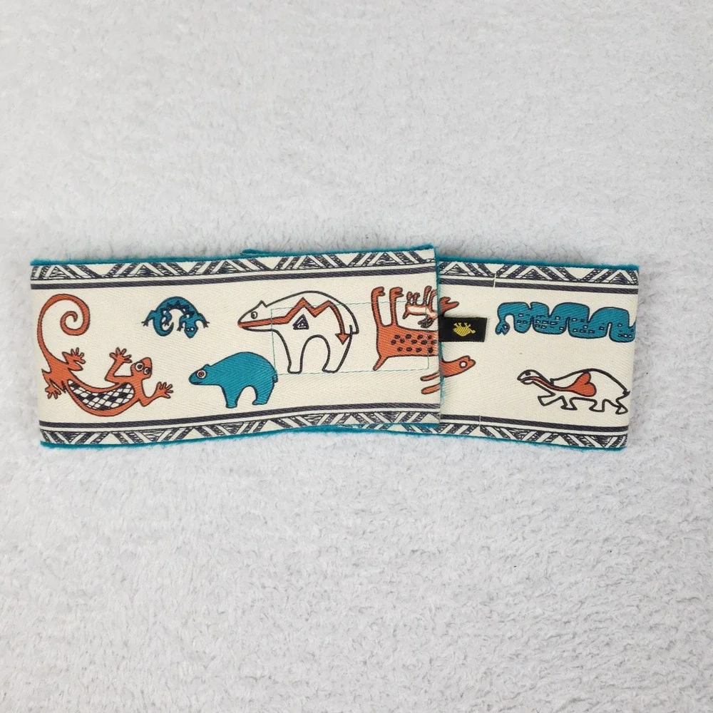 Turtle Fur Fleece Headband Southwestern Animal Print Teal Made in USA Adjustable